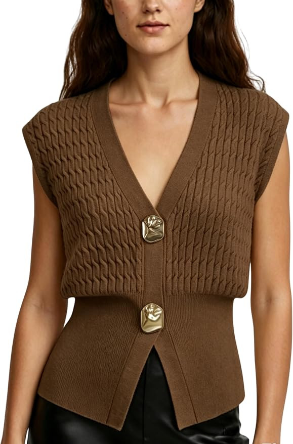 AMEBELLE Vest Tops for Women Cable Knit Sweater Sleeveless V Neck Cardigans | Knit Sweater Vest W... | Amazon (US)