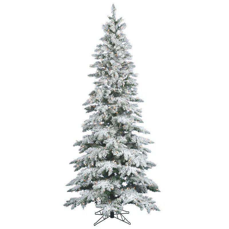 Flocked Utica White/Green Fir Artificial Christmas Tree | Wayfair North America