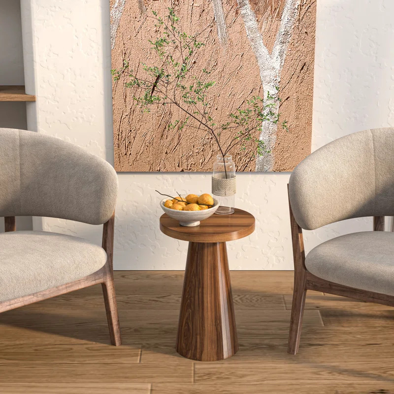 13.6'' Round End Table,side Table With Fluted Pedestal Base | Wayfair North America