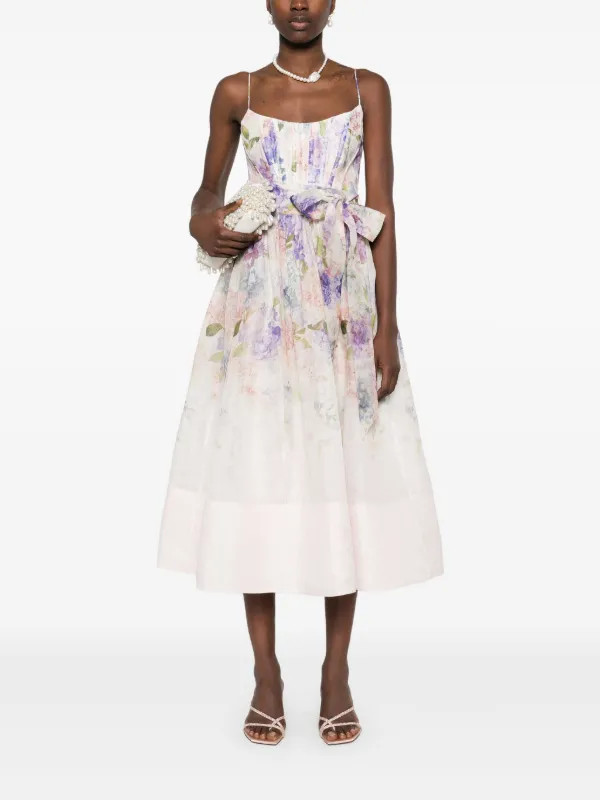 ZIMMERMANN Dawning Midikleid | Rosa | FARFETCH DE | Farfetch Global