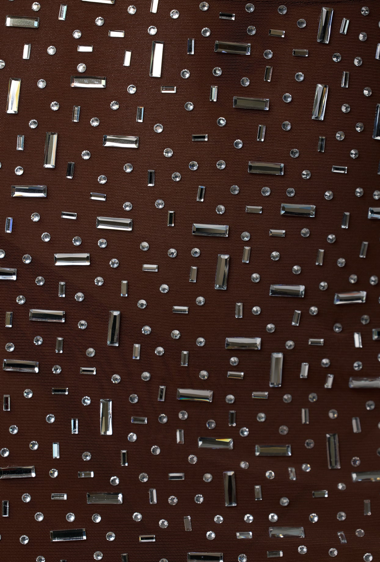 Sheer Embellished Bodycon Mini Dress in Deep Cocoa | Oh Polly