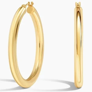 14K Yellow Gold 4mm Oversized Perfect Hoop Earrings | Brilliant Earth