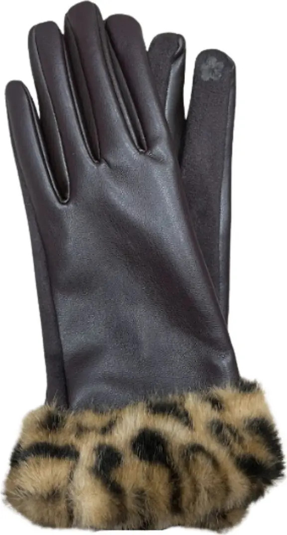MARCUS ADLER Faux Leather Gloves with Faux Fur Cuff | Nordstromrack | Nordstrom Rack