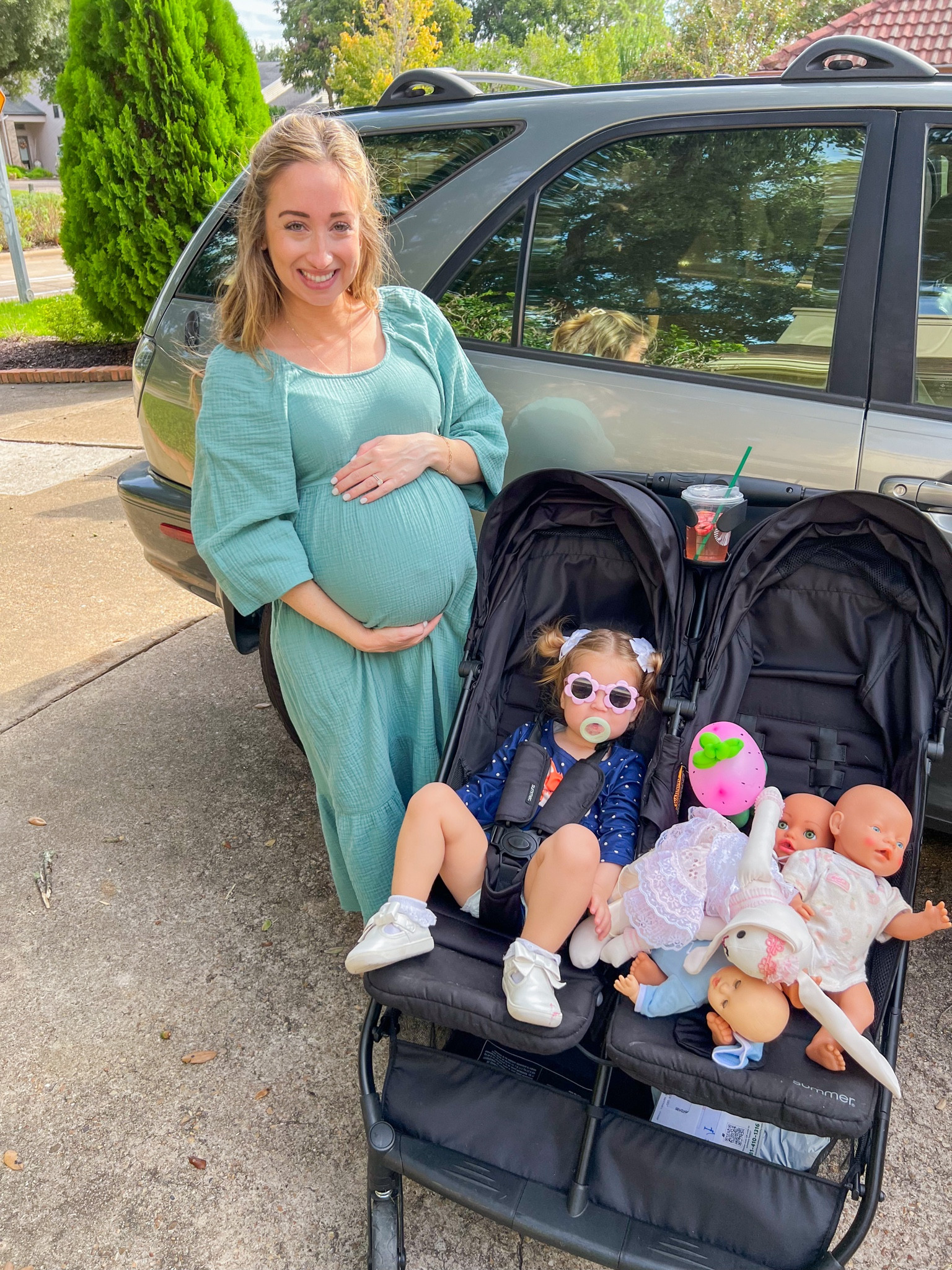 Taking a stroll in this weather with my little cutie waiting for brother to arrive! It’s going to be hard for her to give up the other half of this stroller lol. Still loving this side by side double stroller option! 

#LTKbump #LTKkids #LTKbaby