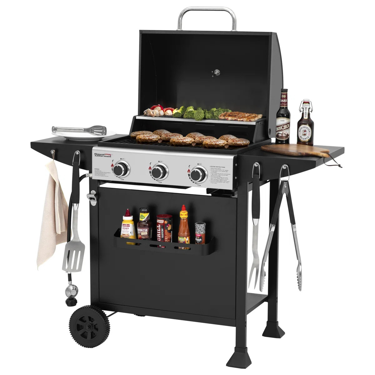 Royal Gourmet 3-Burner BBQ Liquid Propane Gas Grill, Black | Wayfair North America