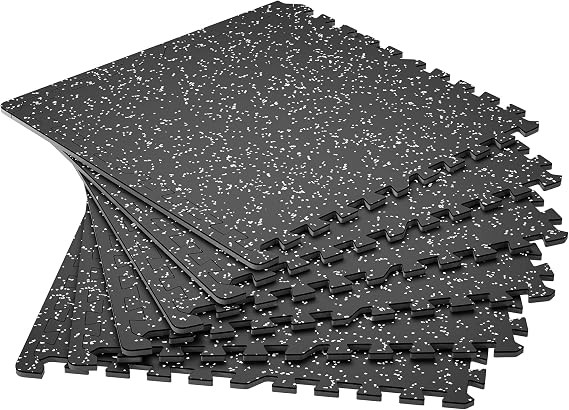 SUPERJARE 0.4'' Thick 6 Pcs 24 Sq Ft Rubber Top Exercise Equipment Mats, High Density EVA Foam Ma... | Amazon (US)