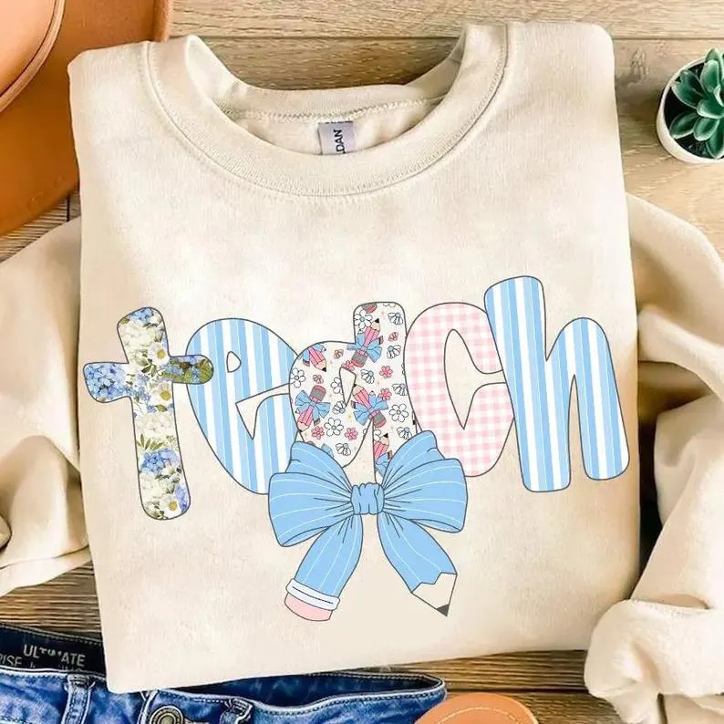 Coquette Teach DTF Transfer School Teacher Ready to Press Transfer Pencil Bow Heat Transfer Teach... | Etsy (US)