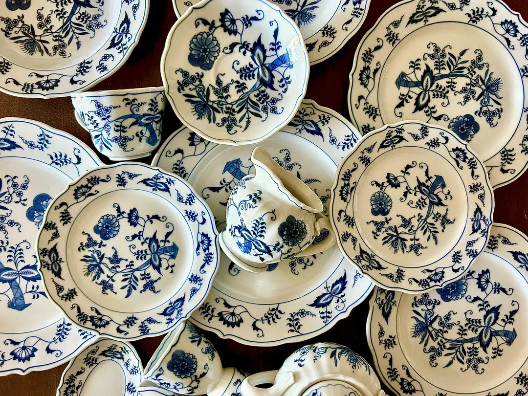 Blue Danube Blue & White Plate, Japan Blue Onion Dinnerware Mismatched Wedding Bridgerton Gallery... | Etsy (US)