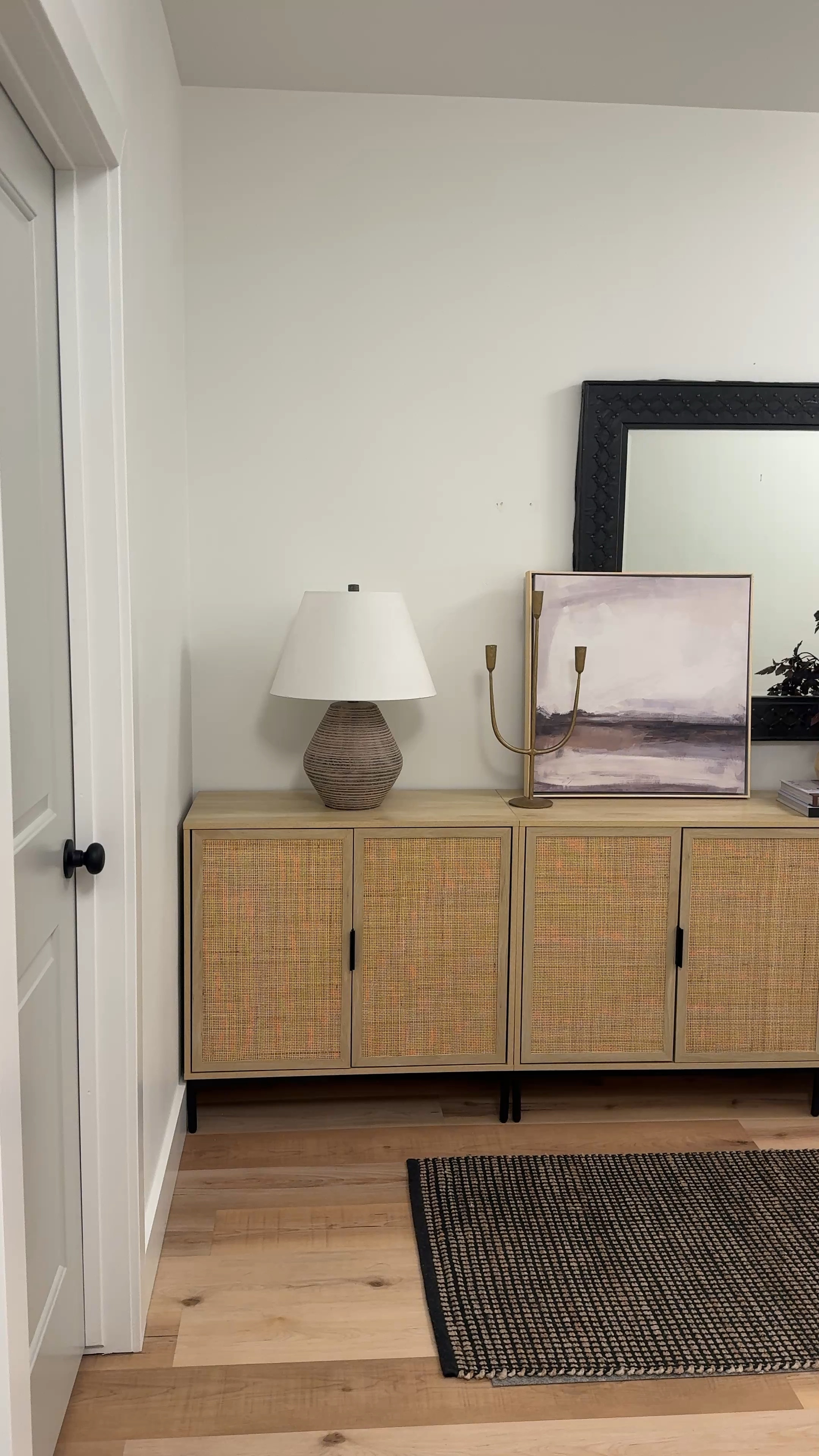 Long credenza made out of 4 cabinets! I was able to get the perfect size by using multiple cabinets and I also gained a ton of storage! These cabinets are currently on sale right now too!#LTKVideo 

#LTKSaleAlert #LTKHome