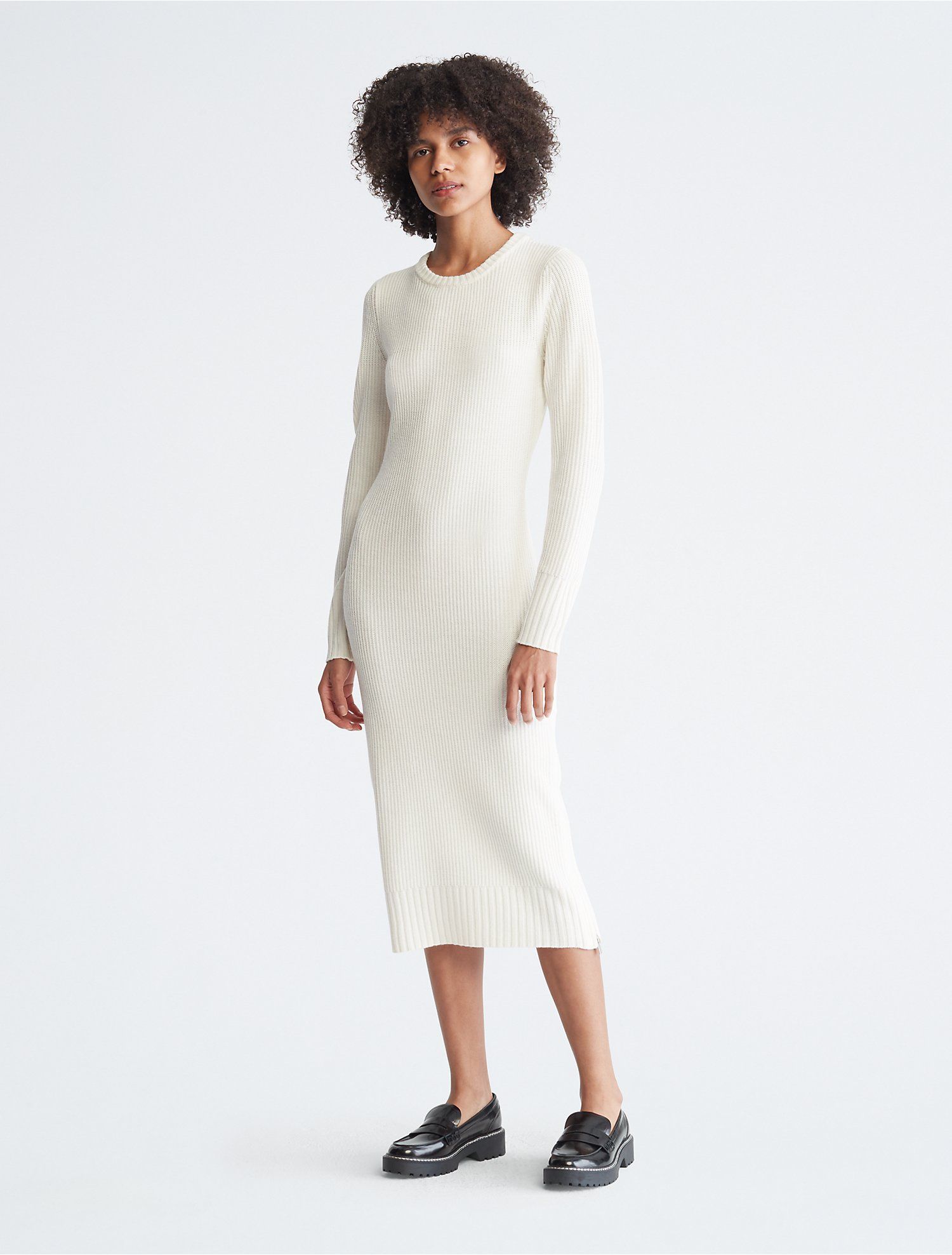 Ribbed Long Sleeve Crewneck Dress | Calvin Klein | Calvin Klein (US)