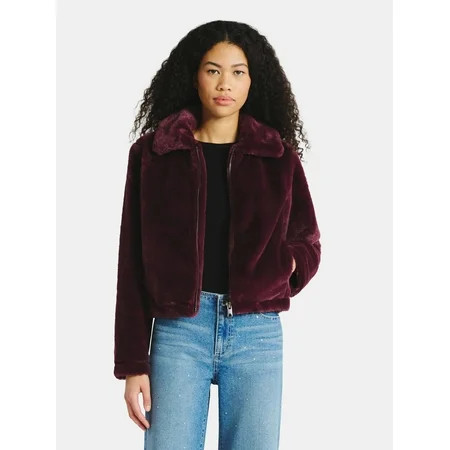 No Boundaries Faux Fur Jacket Women s | Walmart (US)