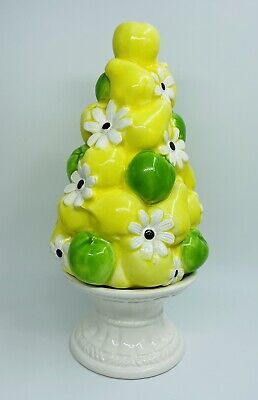 Vintage Inarco Majolica Fruit Sculpture Topiary Centerpiece Pears Apples Daisies | eBay US