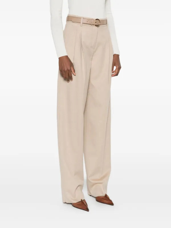 Max Mara Pleated Belted Trousers | Neutrals | FARFETCH UK | Farfetch Global