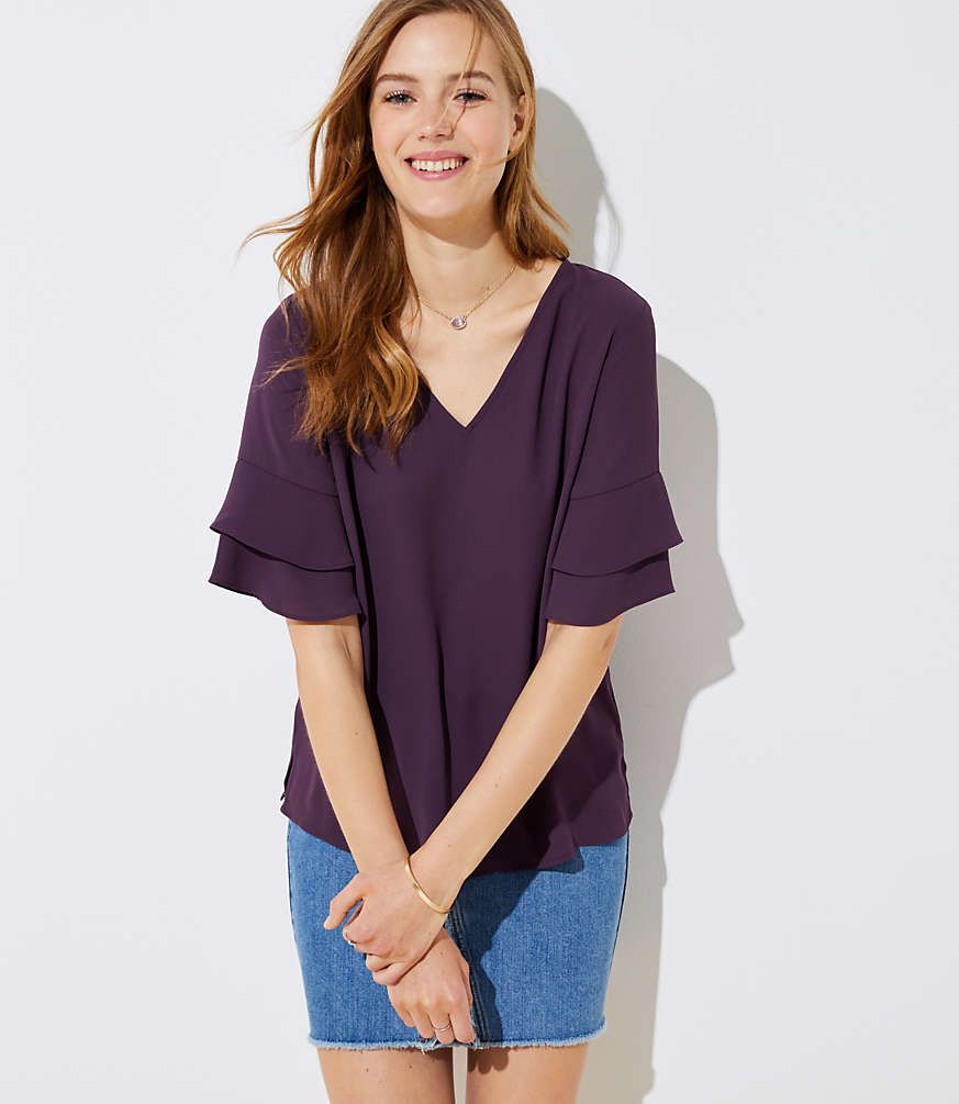 Petite Tiered Bell Cuff Top | LOFT