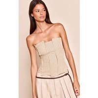 Cream Striped Peach Skin Corset | PrettyLittleThing US