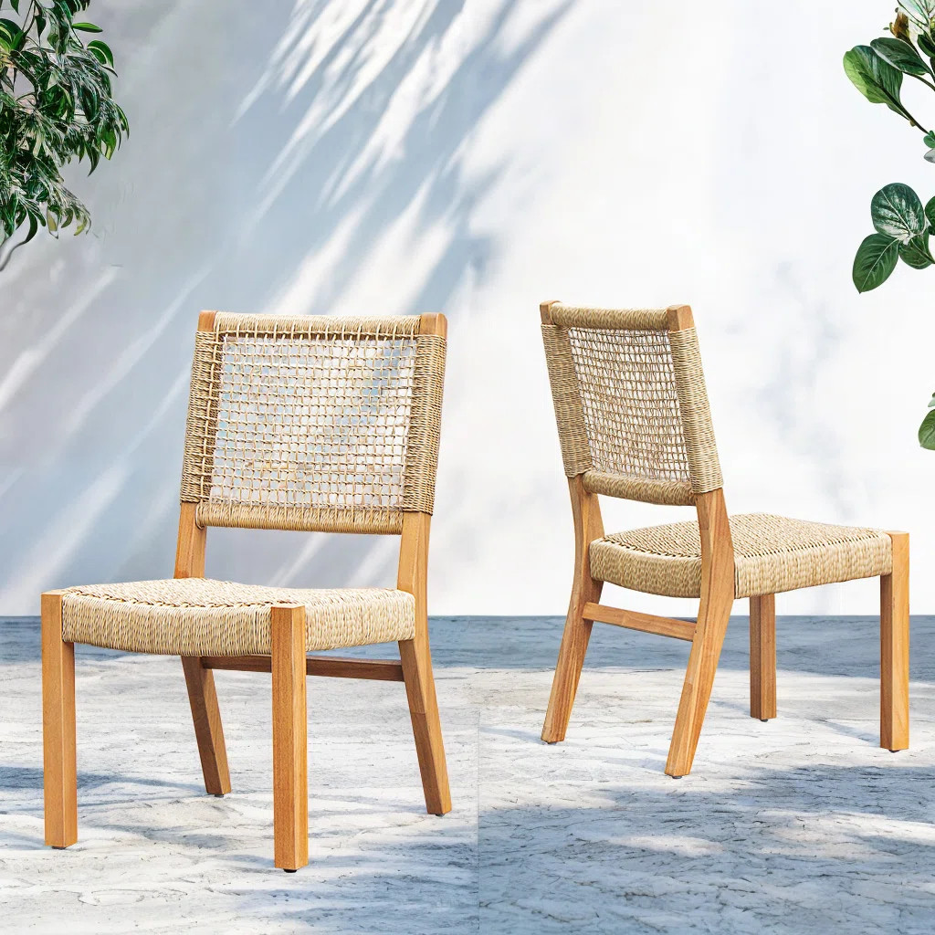 Vallejo Teak Stackable Outdoor Dining Side Chair (Set of 2) | Wayfair North America