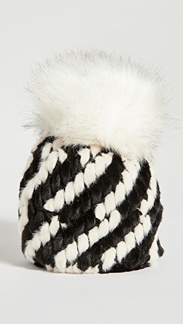 Diagonal Faux Fur Pineapple Hat With Faux Fur Pom | Shopbop