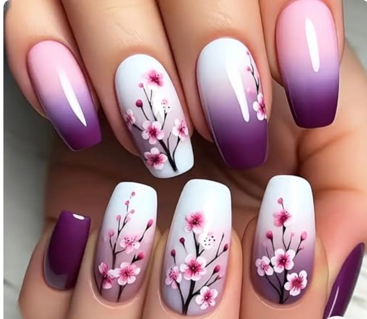 Purple ombré floral press on nails that look salon done.
Perfect for college girls and busy moms who want bold nails without appointments. Easy to apply, glossy, and reusable. #ombre #nails #pressonnails #beauty #nailsalon 


#LTKBeauty #LTKValentine #LTKootd
