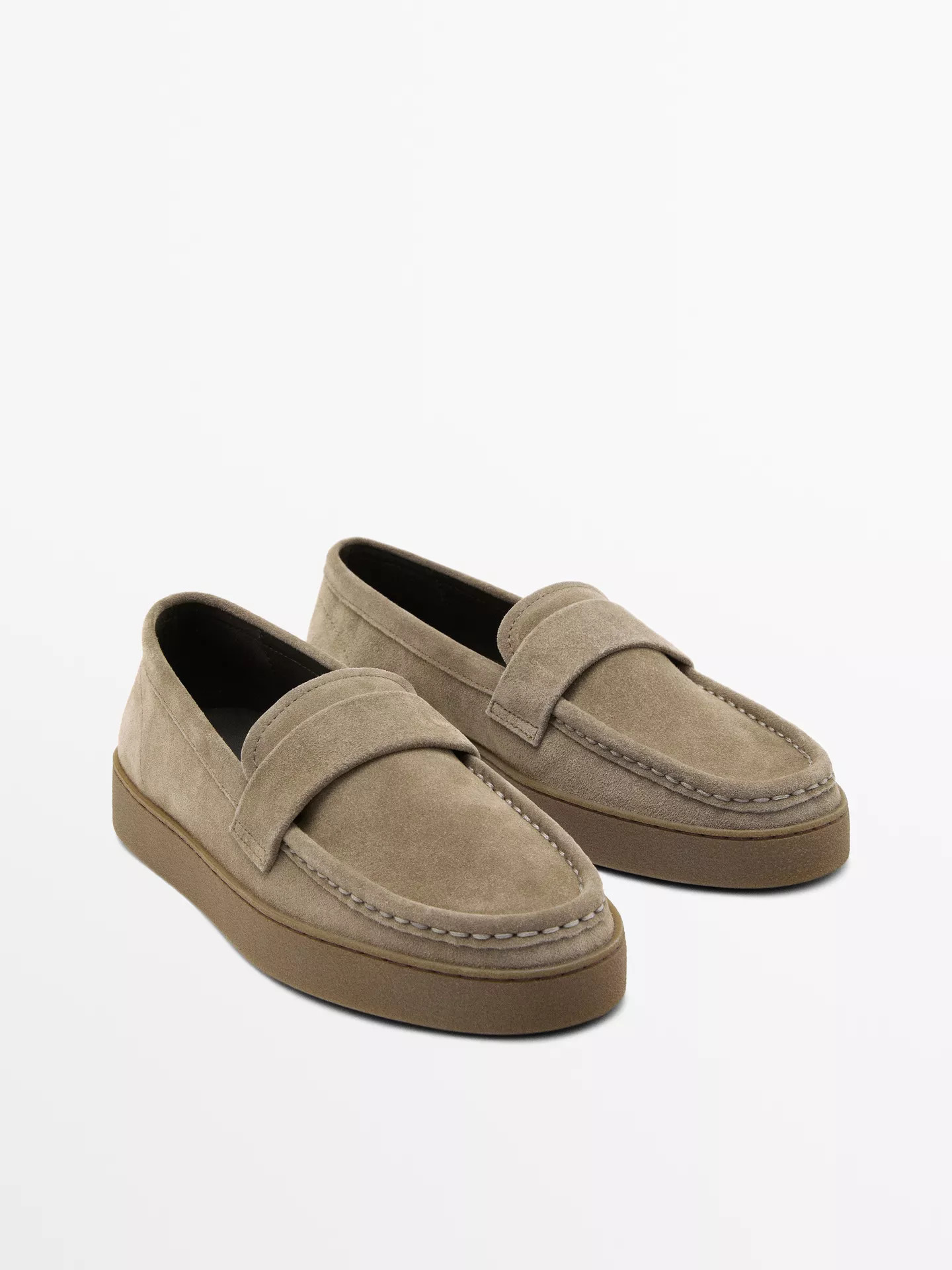 Split leather loafers with caramel sole | Massimo Dutti US