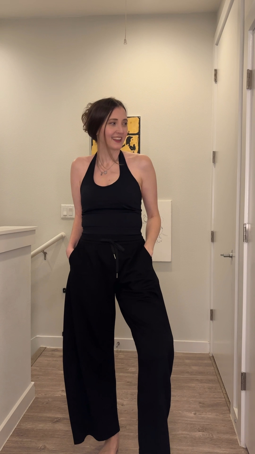 This cozy outfit option is affordable and the material and fit are so good! This is an amazing Amazon find! Halter athletic top. Leggings. Barrel pants. Sweatpants. Active look. 

#LTKFindsUnder50 #LTKSeasonal #LTKActive