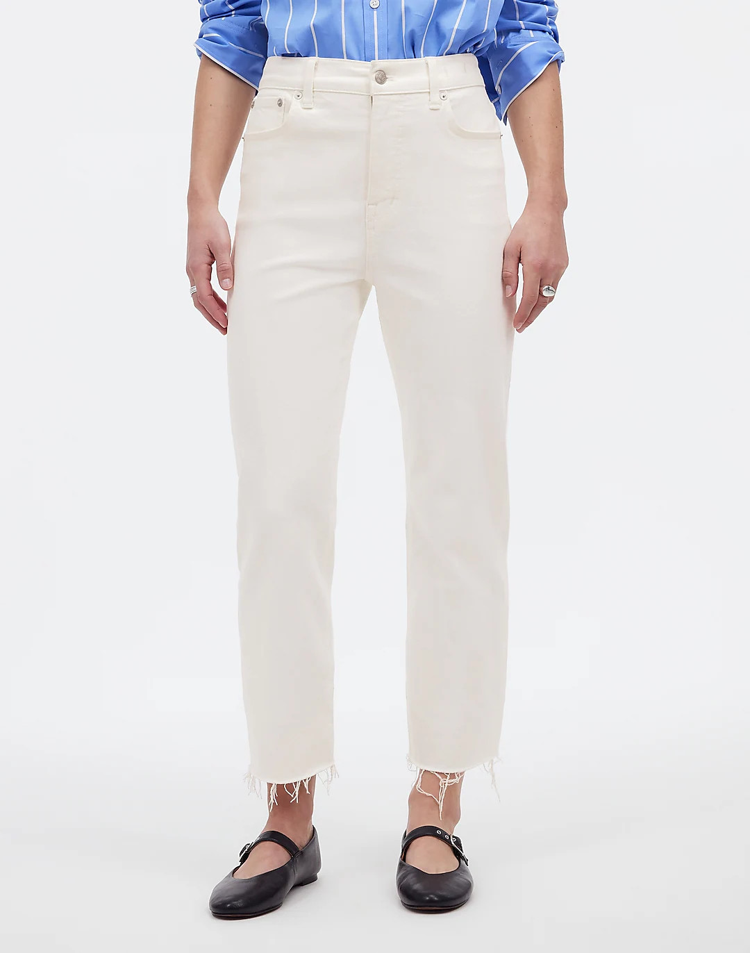 The '90s Straight Crop Jean in Tile White: Raw-Hem Edition | Madewell