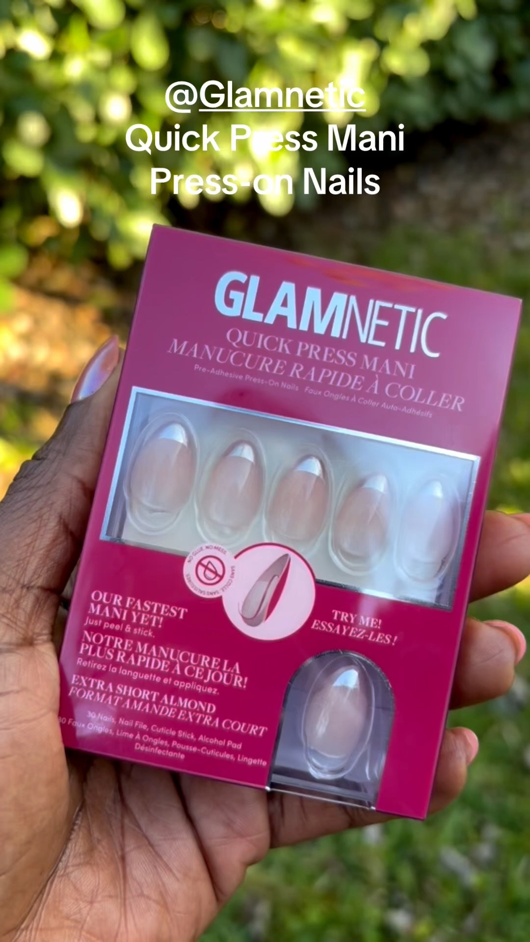 New nails in 5 minutes?! Say less 💅🏾✨

I tried the Glamnetic Press & Stick Quick Mani and I’m officially hooked. These are perfect if you want a salon look without the time or hassle. Just peel, press, and go, no glue needed!

I’m wearing two styles: Velvet Chrome (that milky satin base with a silver chrome tip 😍) and Red Allure (a gorgeous shifty red with that glazed finish 🔥). Both are STUNNING in person.

What I love most: they’re thick, durable, super easy to apply, and come in a new extra short length (perfect if you like a more natural vibe). Plus, the numbered tabs make sizing so easy 🙌🏾 And the price? Even better.

If you’ve been thinking about trying them… this is your sign 🛍️✨

#Glamnetic #PressOnNails #QuickMani 

#LTKselfcare #LTKBeauty #LTKOver40