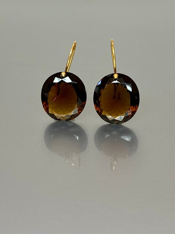 14K Gold Smoky Topaz Earrings 38ct. Statement Earrings - Etsy | Etsy (US)