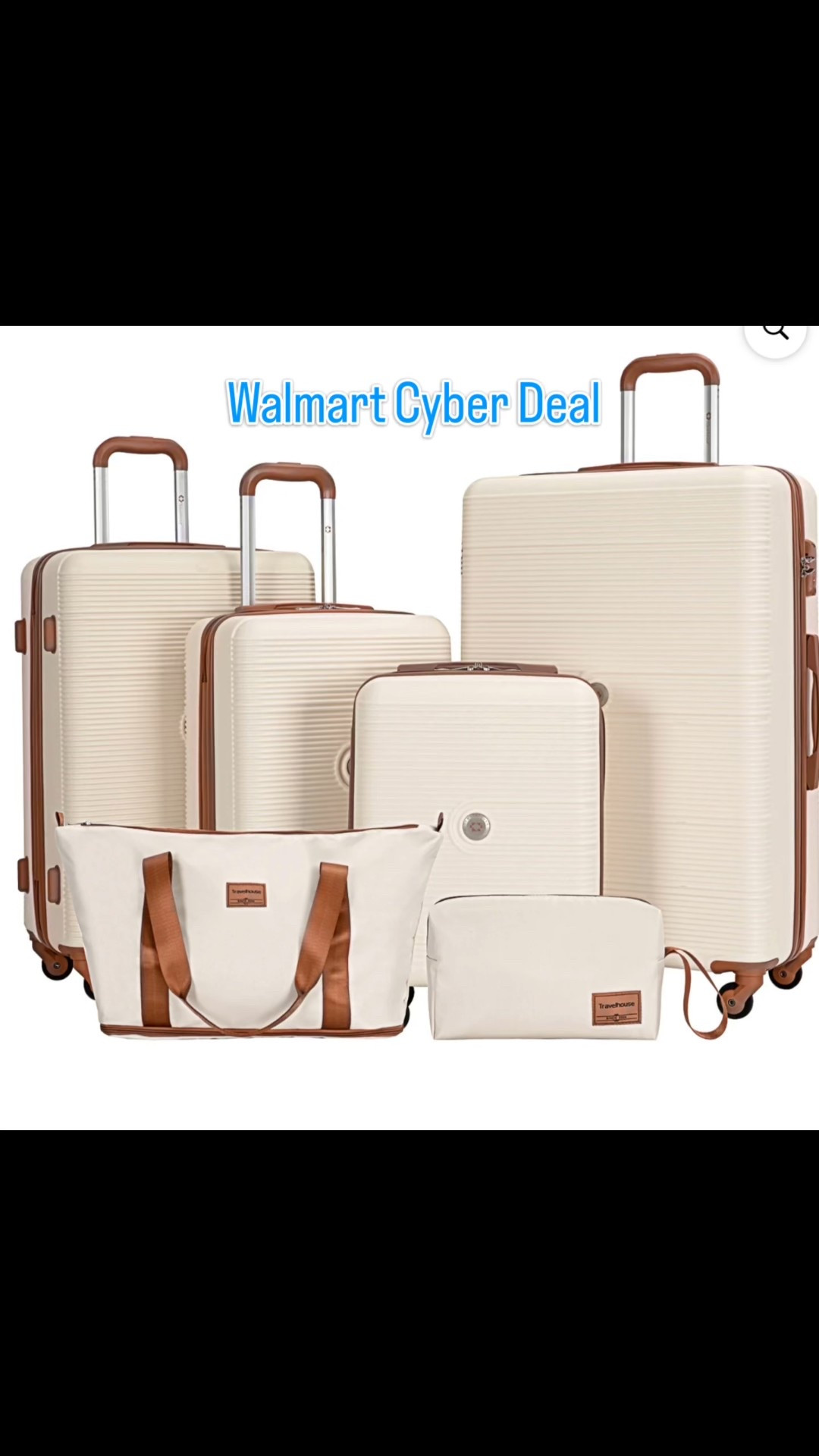Travel in style without breaking the bank 🤍 Walmart’s Cyber Deals have this 6-piece luggage set at such a good price! Whether you’re heading home for the holidays or planning your next getaway, this set has you covered. 🧳✨
#walmart 

#LTKTravel #LTKHoliday