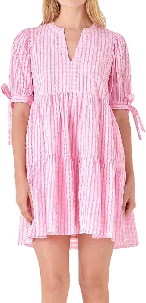 English Factory Women's Gingham Tiered Mini Dress | Amazon (US)