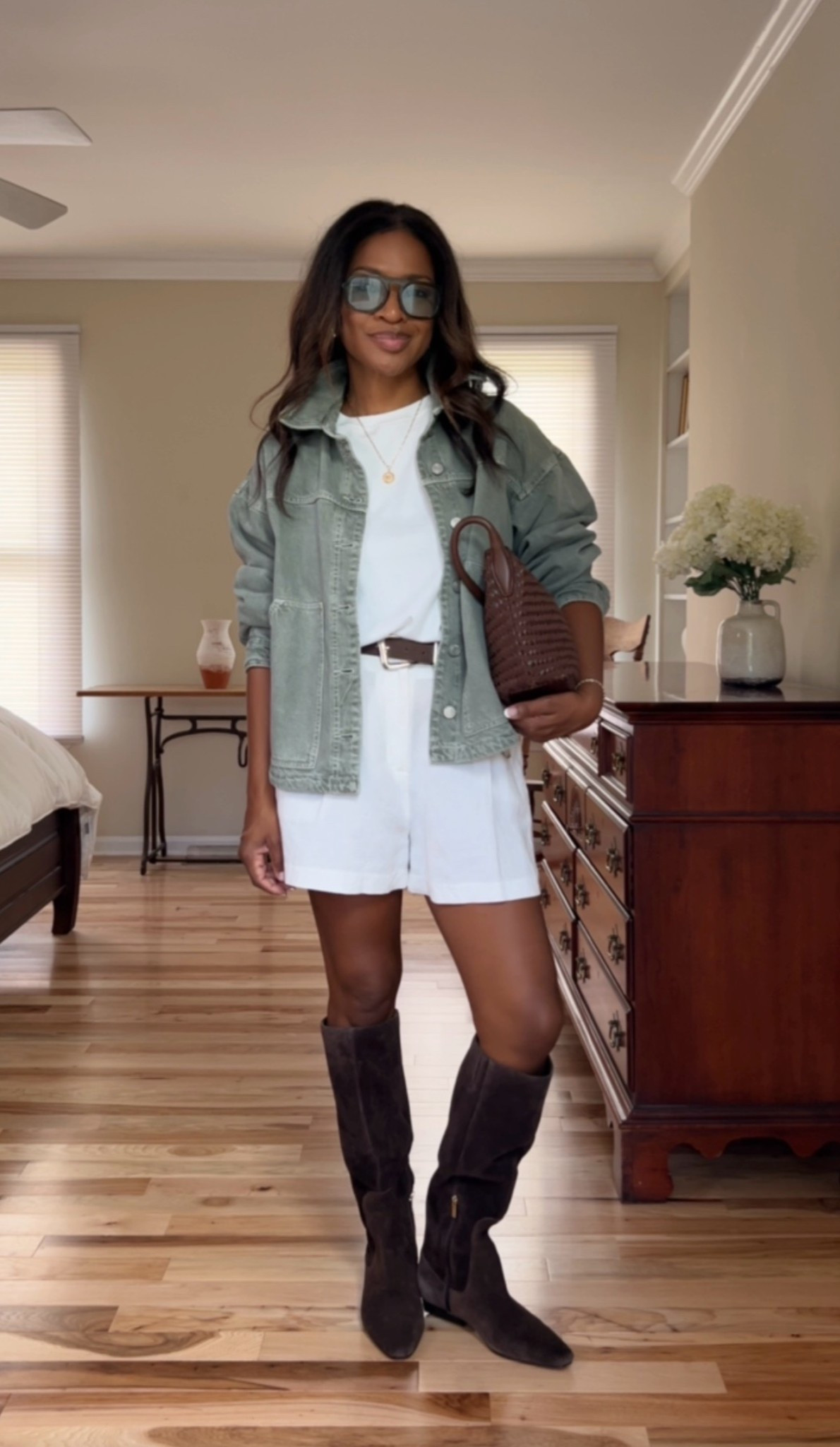 Wearing a small in the green denim jacket. Small in shirt and small in shorts (linking similar shorts)

#LTKgrwm #LTKootd #LTKOver40
