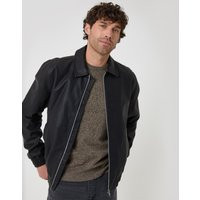 Faux Leather Collared Jacket in Black | Threadbare UK