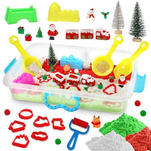ERTIUANIO Christmas Sensory Bin Toy Wintry Snow Sand Kit for Kids, Christmas Toy Accessories with Tool Castle Model, Creative Sandbox Playset Gift for Toddlers Boys & Girls 3 4 5 6 7 8 | Amazon (US)