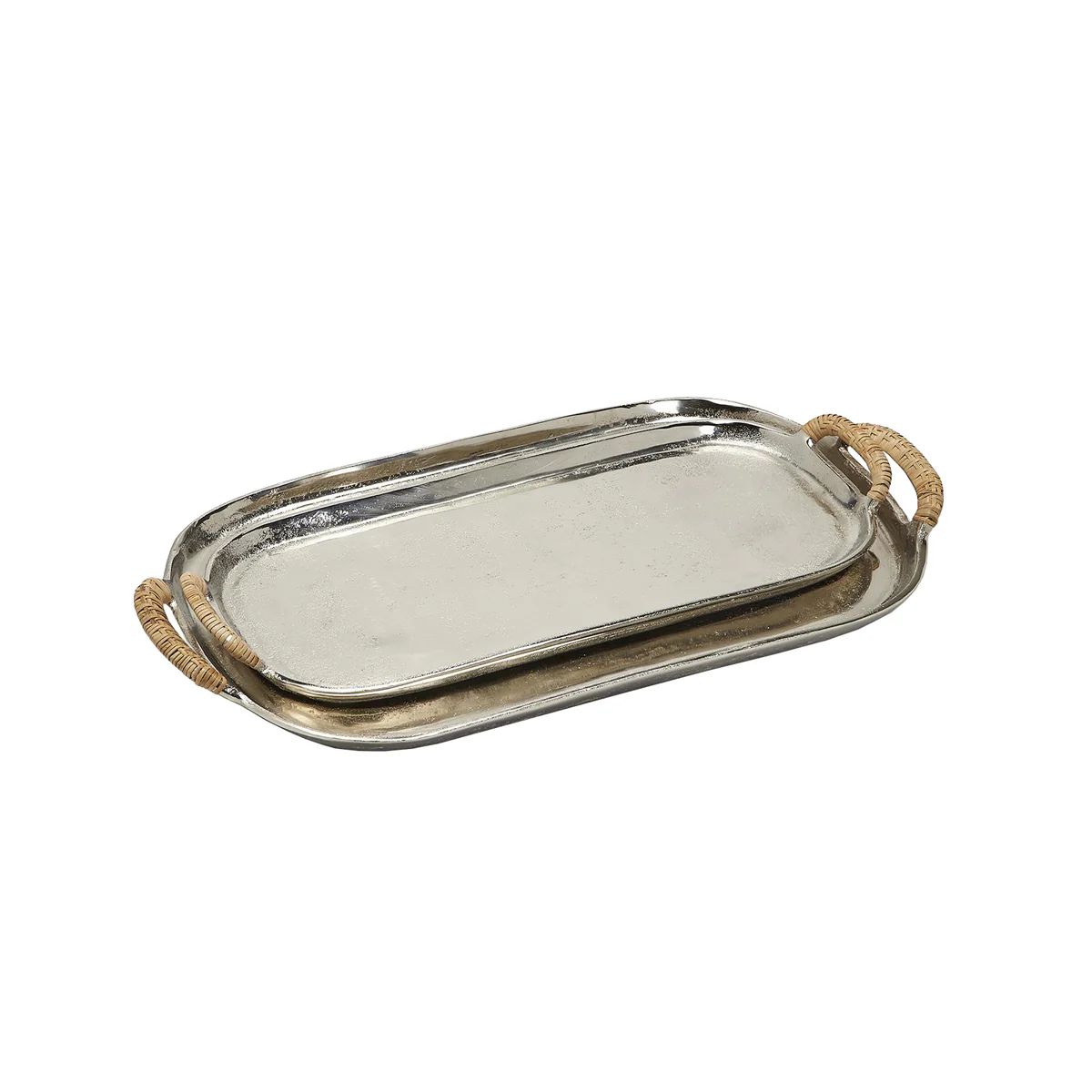 Silver and Rattan Tray Pair | Tuesday Made