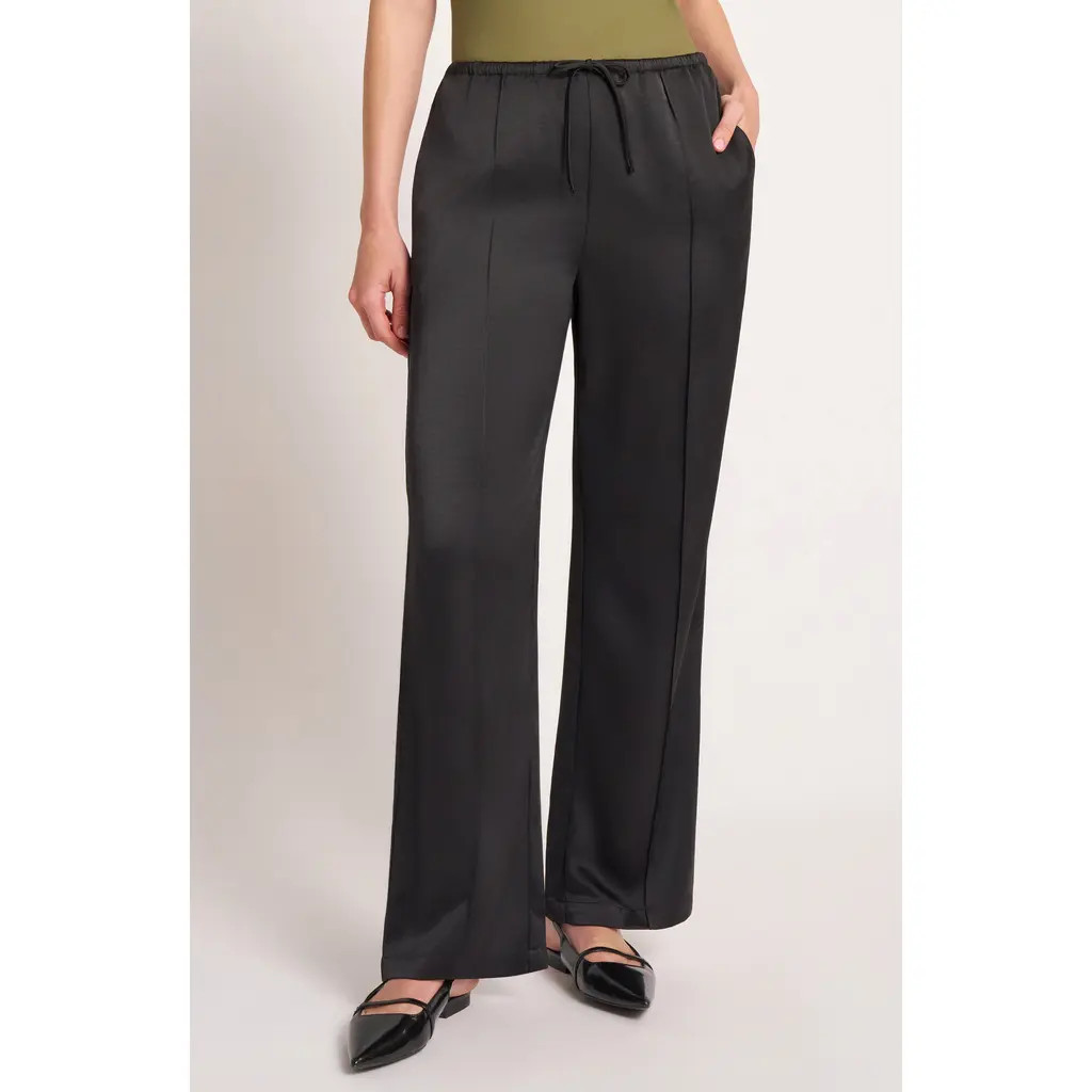 matty m. Roselle Drawstring Satin Pants in Black at Nordstrom, Size X-Small | Nordstrom