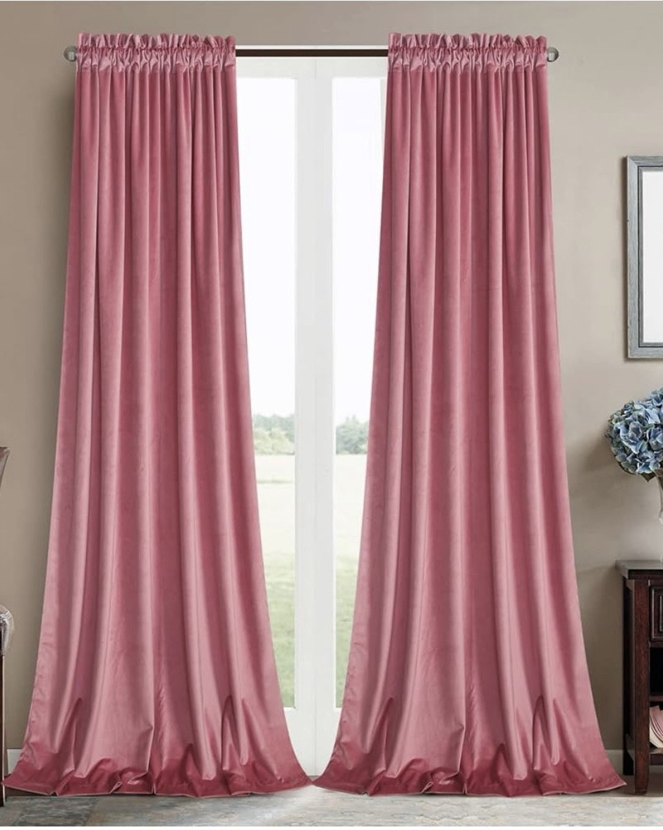 Roslynwood Candy Pink Velvet Curtains for Bedroom, Luxury Room Darkening Window Drapes Thermal Insulation Noise Reduction Door Panels for Dining Room/Nersury, Candy Pink, W52 x L84, 2 Panels

#LTKHome