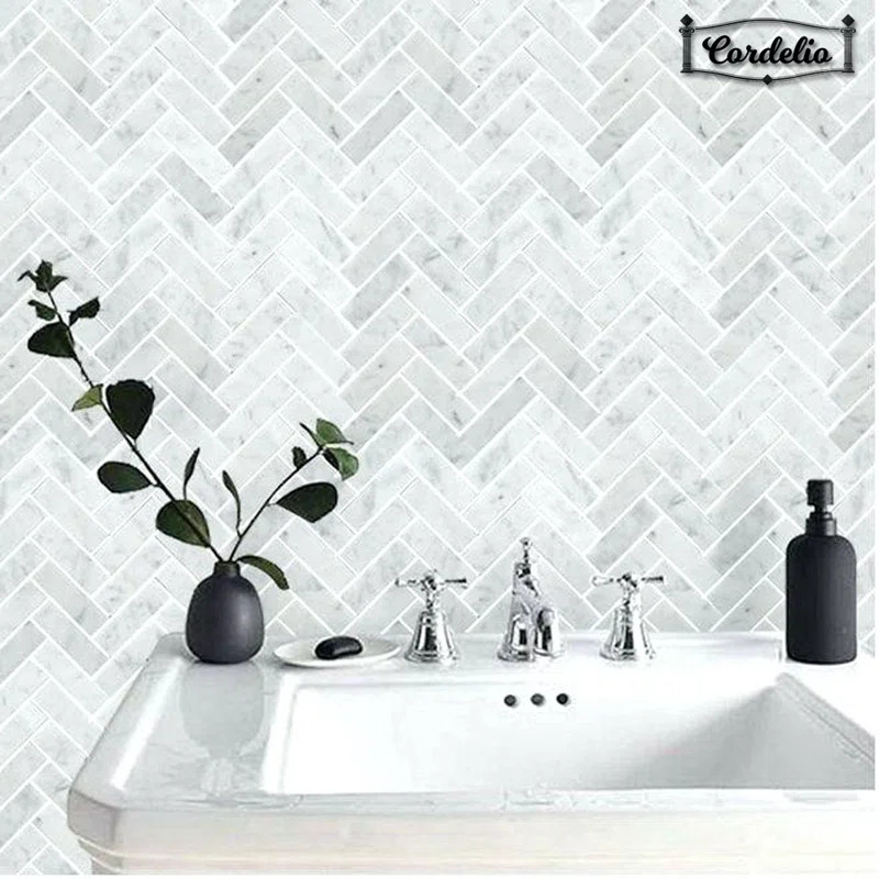 Herringbone 1" x 3" Marble Mosaic Wall & Floor Tile | Wayfair North America