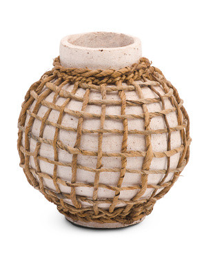 Terracotta Vase With Rattan Wrap | TJ Maxx