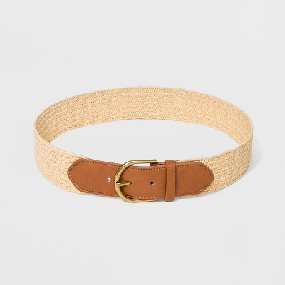 Women's Papaya Stretch Belt with Tabs - Universal Thread™ Raffia | Target