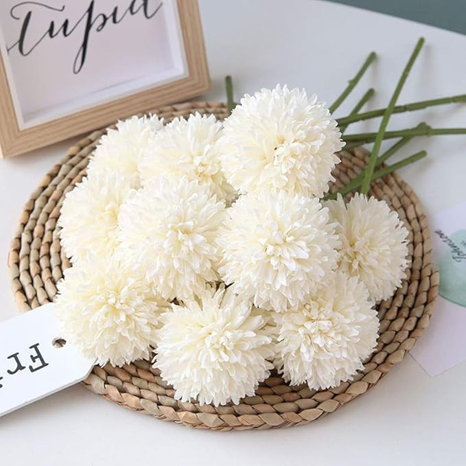 Homyu Artificial Flowers Chrysanthemum Ball Flowers Bouquet 10pcs Present for Important People Gl... | Amazon (US)
