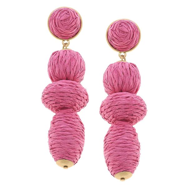 Inn on 5th Raffia Statement Earrings in Pink | CANVAS