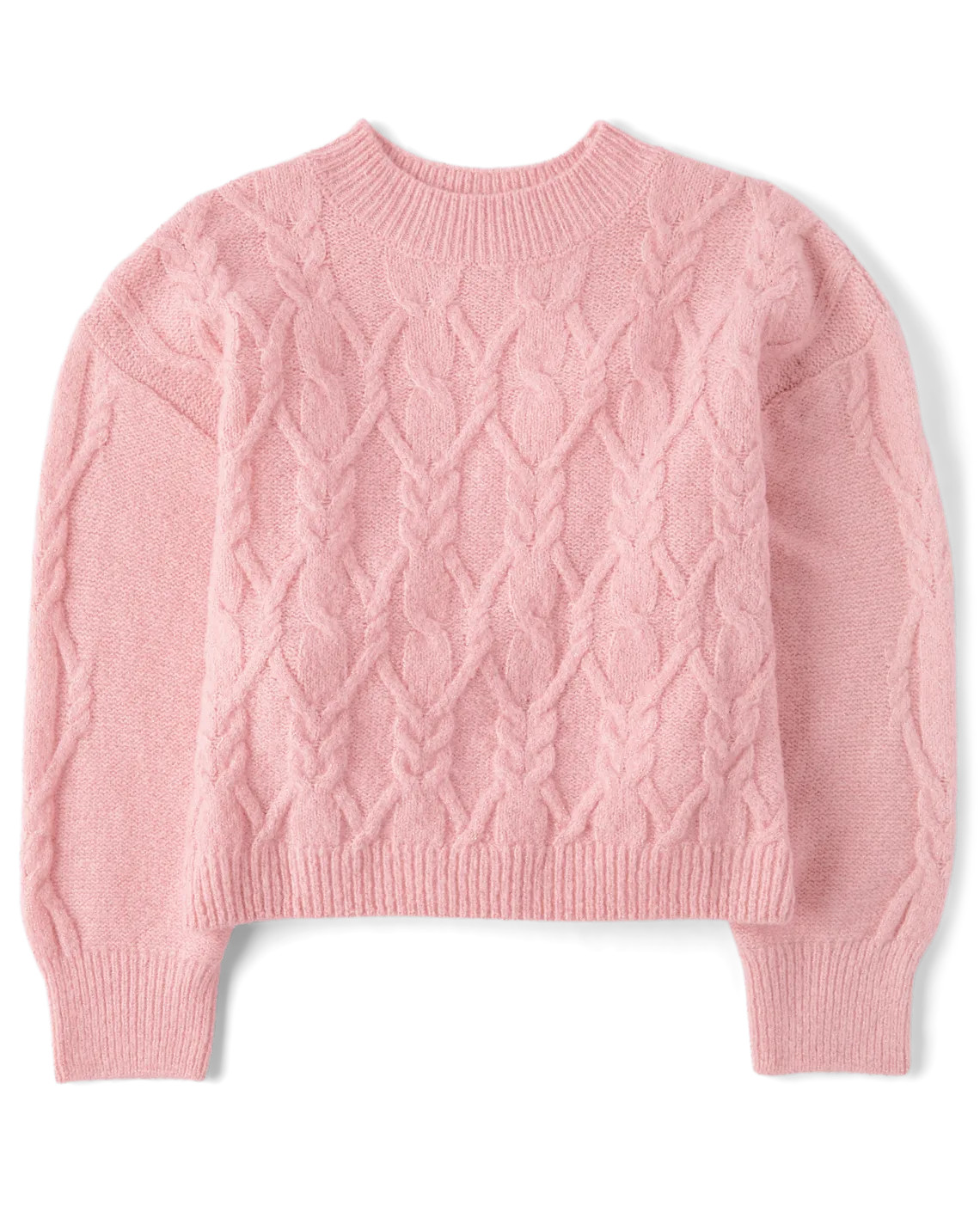 Girls Cable Knit Cropped Chunky Sweater - pink | The Children's Place