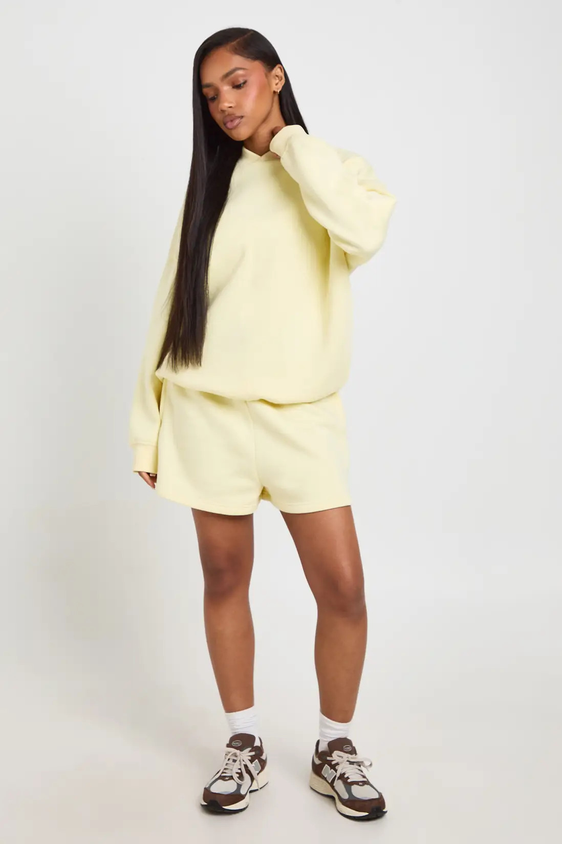Lemon Neck Detail Sweatshirt Short Tracksuit | Boohoo | Boohoo.com (UK & IE)