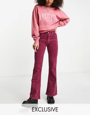 Reclaimed Vintage inspired 99 flare jean in raspberry cord | ASOS (Global)