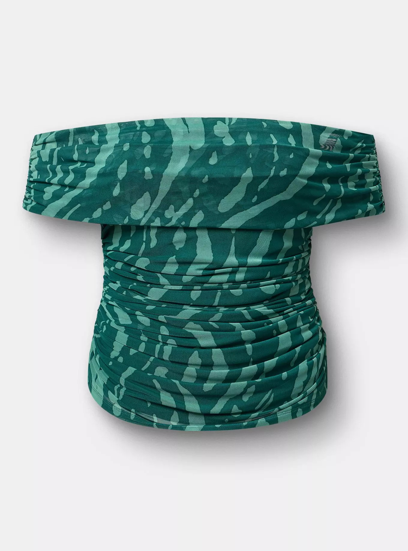 Shirred Mesh Off-Shoulder Top | Torrid (US & Canada)