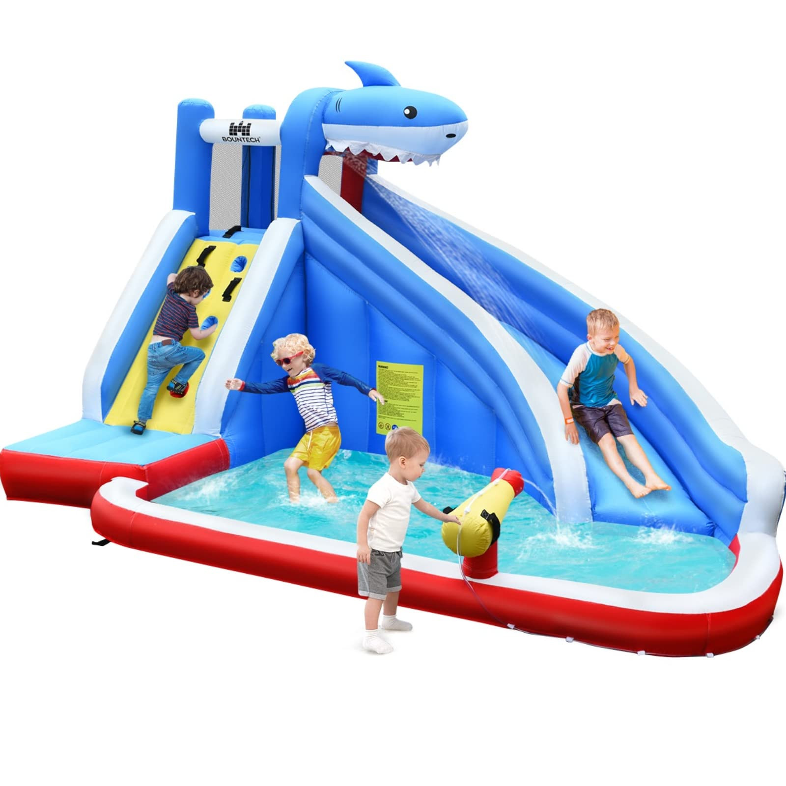 BOUNTECH Inflatable Water Slide, Shark Themed Waterslide Park for Kids Backyard Outdoor Fun w/Lon... | Amazon (US)