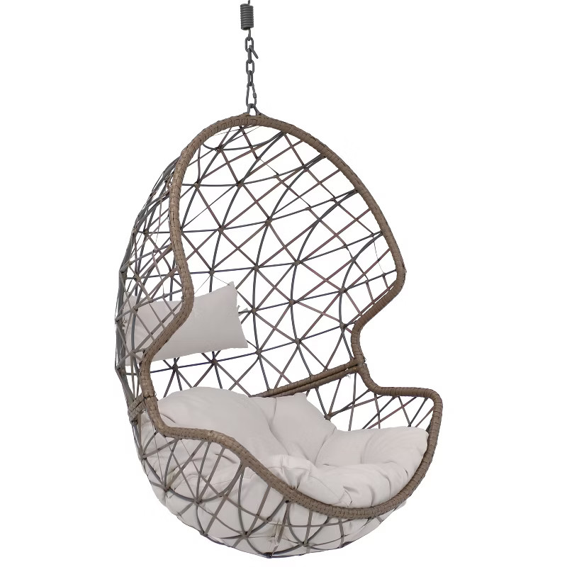 Sunnydaze Outdoor Resin Wicker Patio Danielle Hanging Basket Egg Chair Swing with Cushion and Hea... | Target
