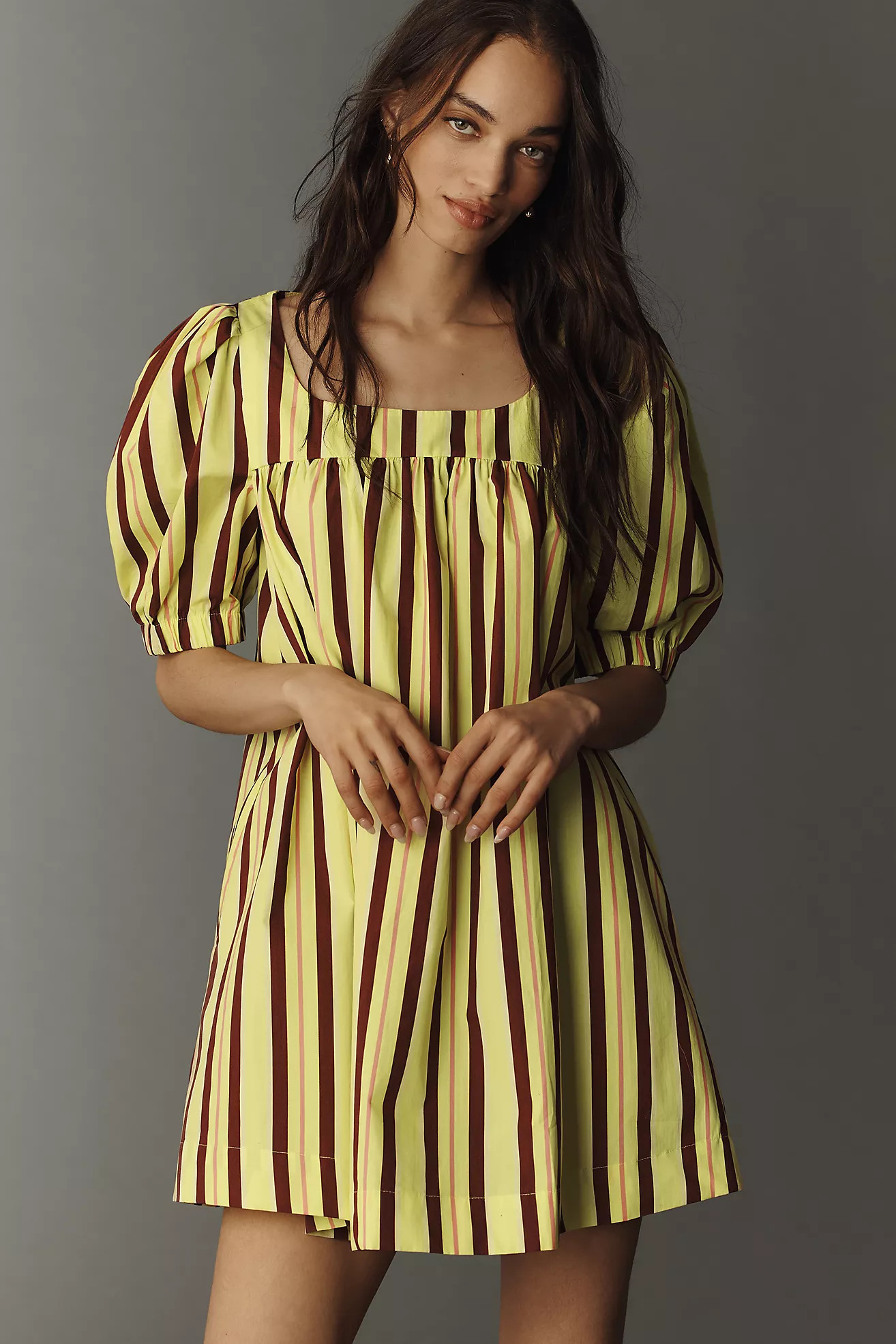 Maeve Cotton Puff-Sleeve Mini Dress | Anthropologie (US)