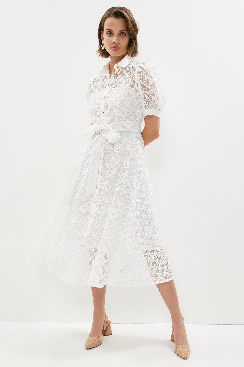 Puff Sleeve Tie Waist Midi Dress | Coast (UK)