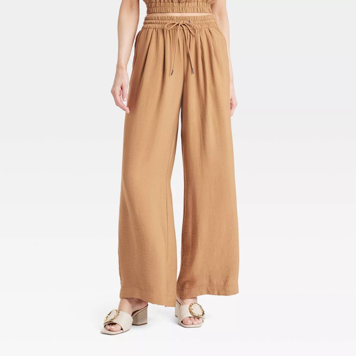 Women's High-Rise Modern Gauze Wide Leg Pull-On Pants - A New Day™ | Target