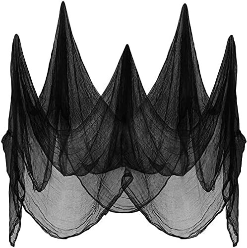 LessMo 200x80Inch (5x2m) Halloween Black Creepy Cloth for Party Decorations Outdoor Handing, Scary Spooky Fabric Gauze, Stretchy, Giant, for Outdoor, Yard, Doorways Entryways Windows Decor | Amazon (US)